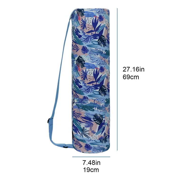 Waterproof Fashion Printed Canvas Cylinder Fitness Yoga Bag Shoulder Yoga Mat Storage Bag
