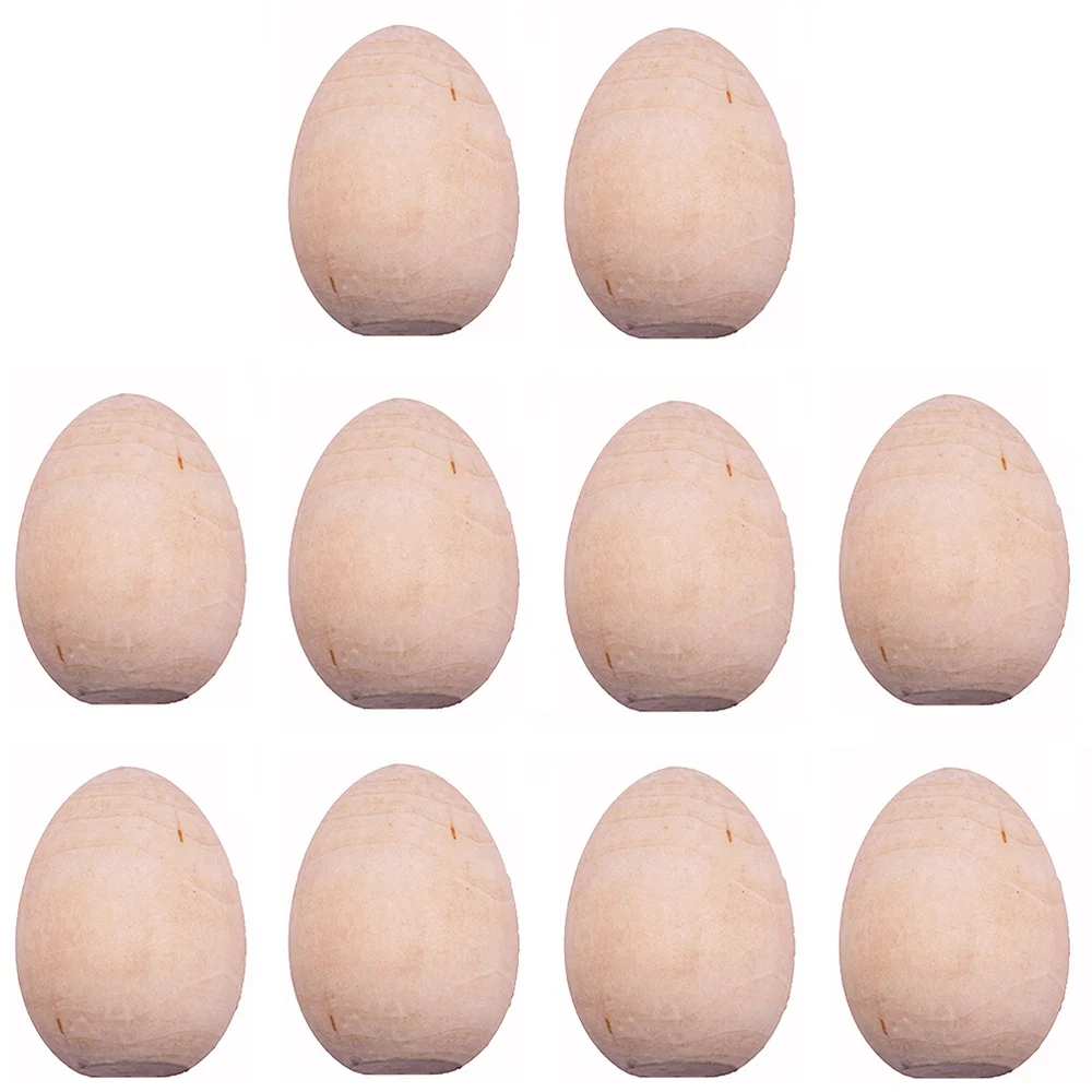 

10pcs DIY Wooden Eggs Unfinished Wooden Easter Craft Eggs Kids Graffiti Eggs