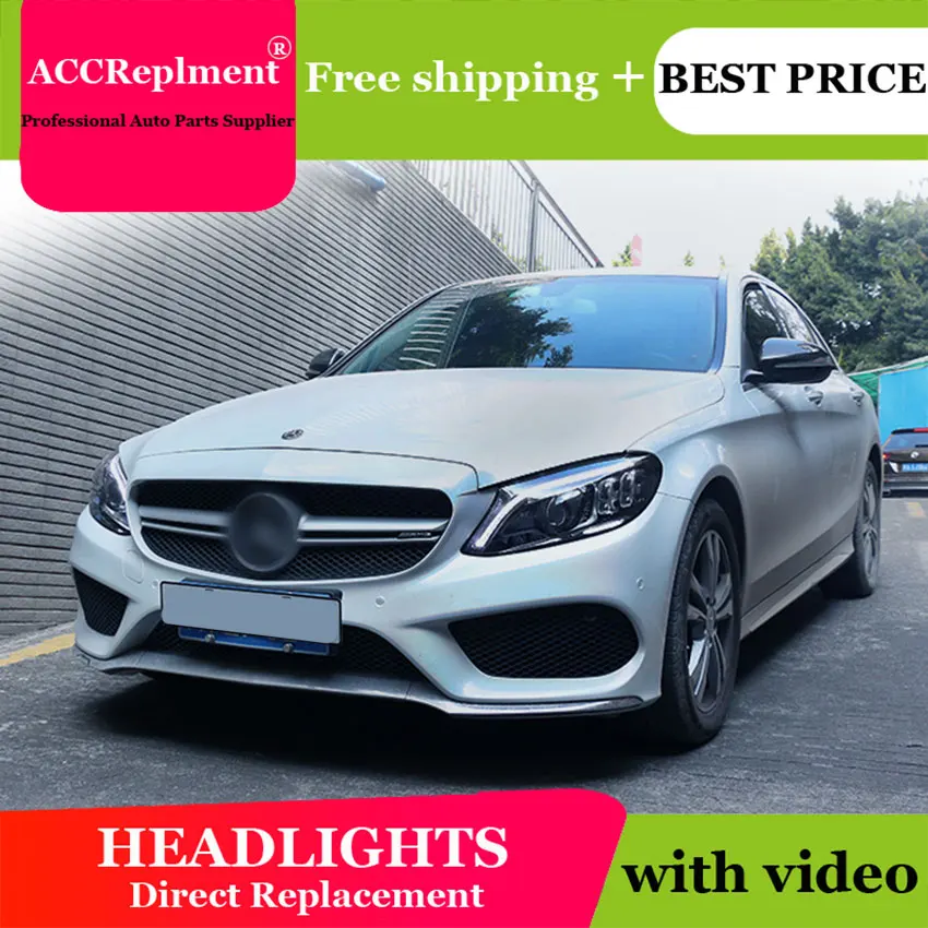 Автомобильный Стайлинг для Benz C класс W205 светодиодный фары 2015 2018 налобный фонарь