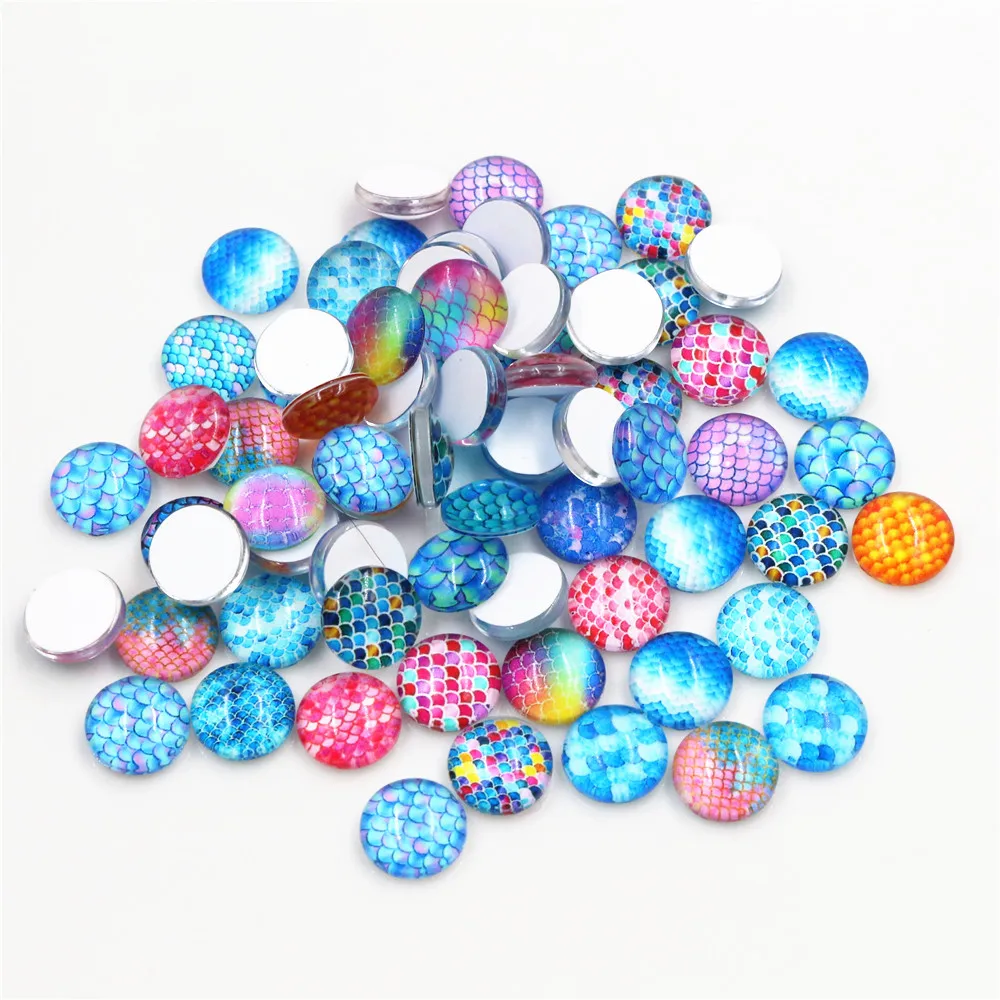 

Hot Sale 50pcs 8mm 10mm 12mm Mix Colors Mixed Handmade Glass Cabochons Pattern Domed Jewelry Accessories Supplies