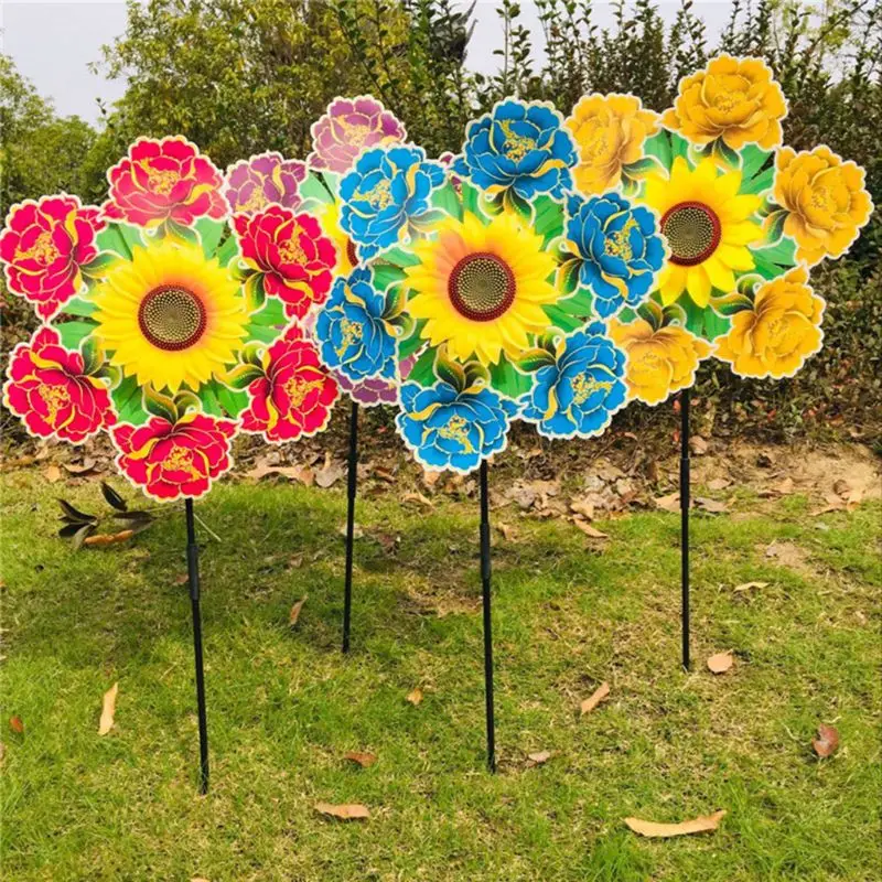 Ветер Spinner ветряная мельница в виде подсолнечника игрушки цветок Красочные