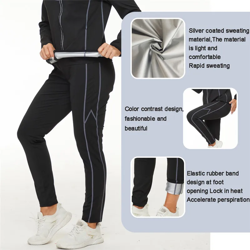 LANFEI Women Sauna Sweat Suits Hot Thermal Shirt Weight Loss Slimming Waist Trainer Top Body Shaper Fat Burner Leggings Bodysuit