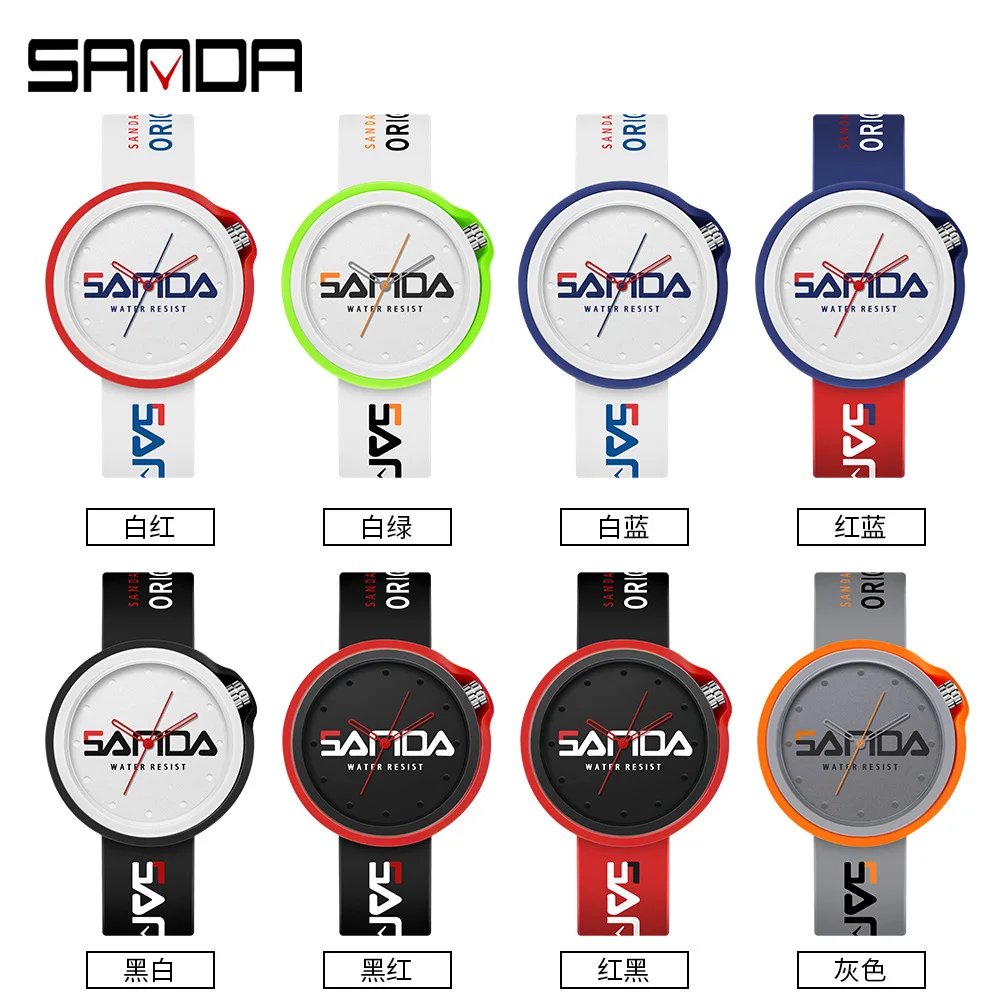 Japanese Movement Women Quartz Watch Simple Dial PU Leather Strap Lady Female WristWatch SANDA Brand