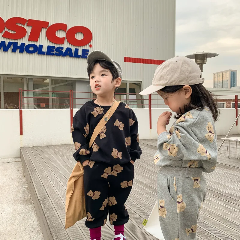 

MILANCEL 2022 Spring Kids Clothes Cotton Casual Girls Sets Korean Bear Boys Fashion Children Suit