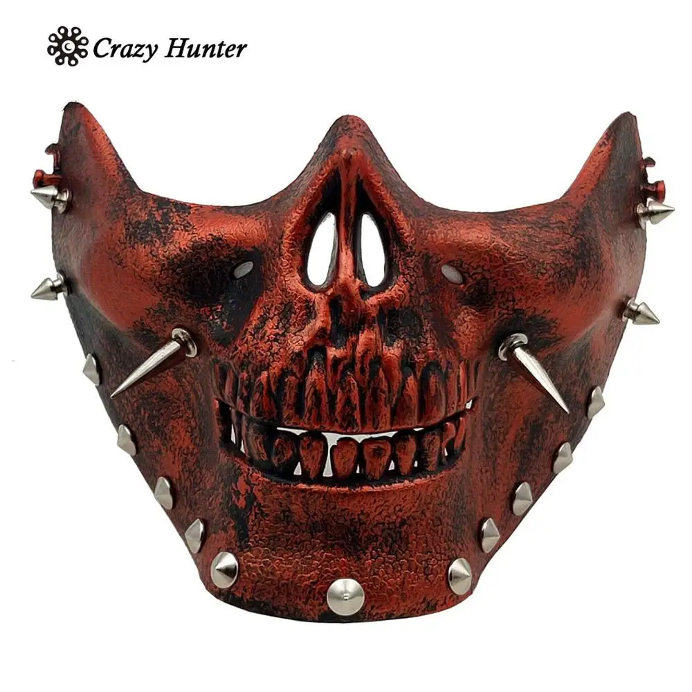 Классная маска в стиле стимпанк Мужская Маскарадная с шипами на половину лица