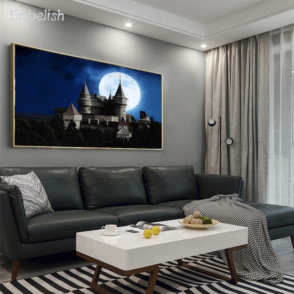 

1 Pieces Beautiful Castle In Night Landscape Wall Art Pictures For Living Room Modern Home Decor Poster HD Print Canvas Painting