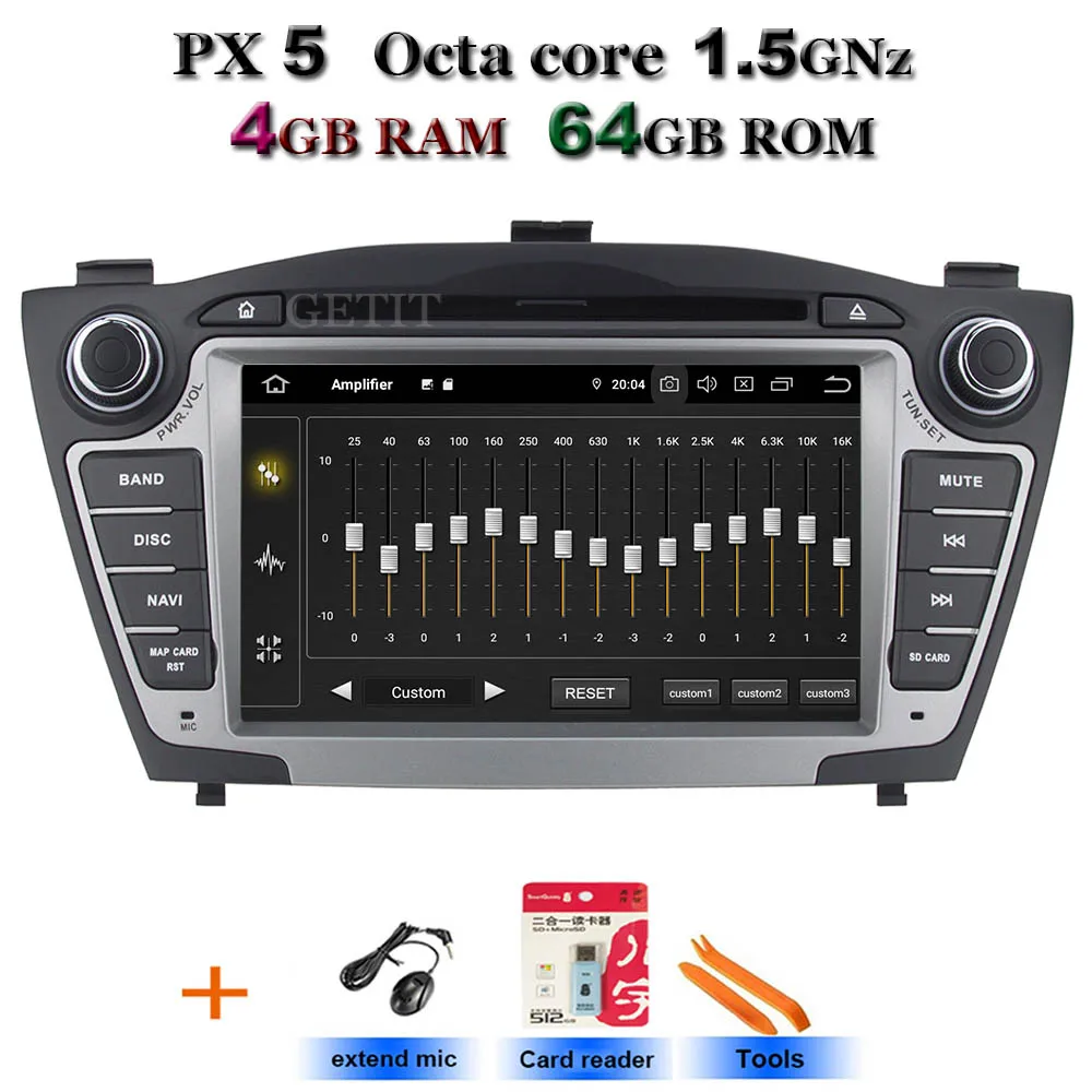 PX5 standard 4 Гб+ 64 ГБ Автомобильный мультимедийный плеер gps 2 Din Android 9 для hyundai IX35 TUCSON 2009- радио dvd-плеер hyundai ix35 аксессуары - Цвет: PX5 standard