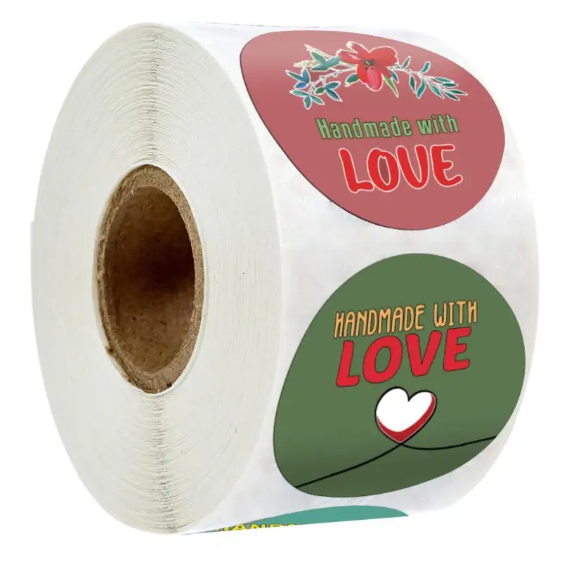 1500pcs Round Kraft paper sticker handmade with love sticker scapbooking for envelope seal labels stationery sticker