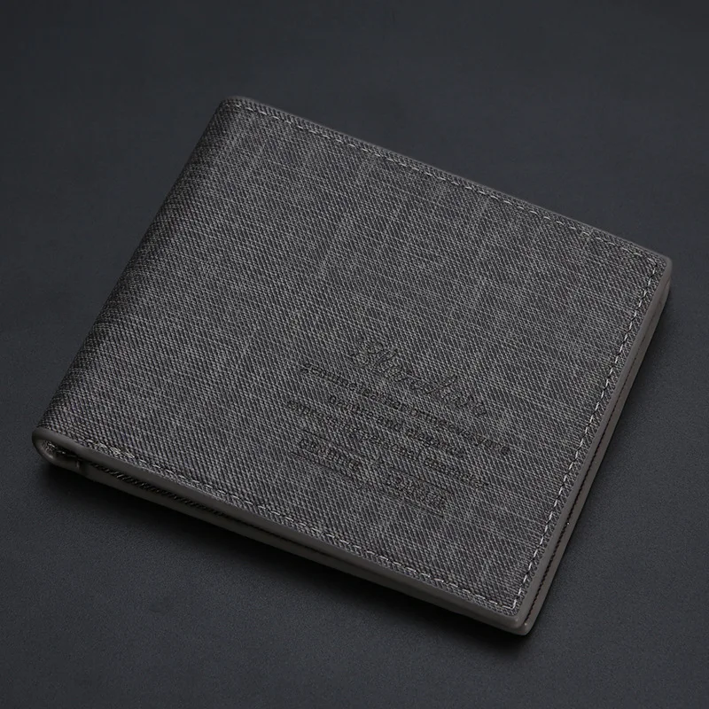 

Men's Short Denim Canvas Pattern Youth Ultra Thin Men's Wallet Fashion Student Japanese and Korean Wallet Item Width Item Height
