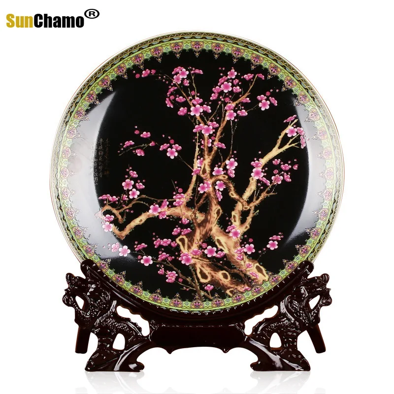 

Керамическая декоративная тарелка с эмалированным узором, 10 дюймов, в китайском стиле