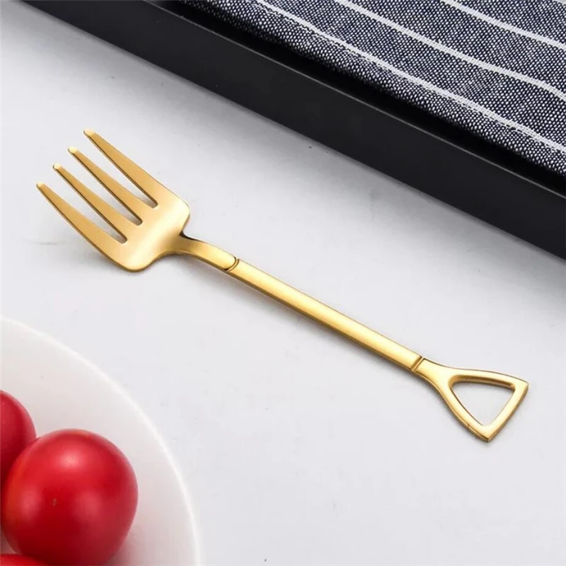 

1PCS Stainless Steel Vintage Spoons Fork Mini Coffee Tea Spoon Shovel Shaped Dessert Forks Ice Cream Sugar Teaspoon