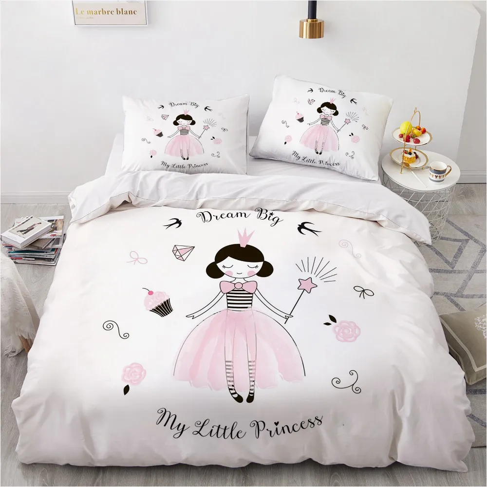 

3D Custom Design Girl Duvert Cover Sets Bedding Set Comforther Cases Pillowslips King Full Double Single Size White Linens bed