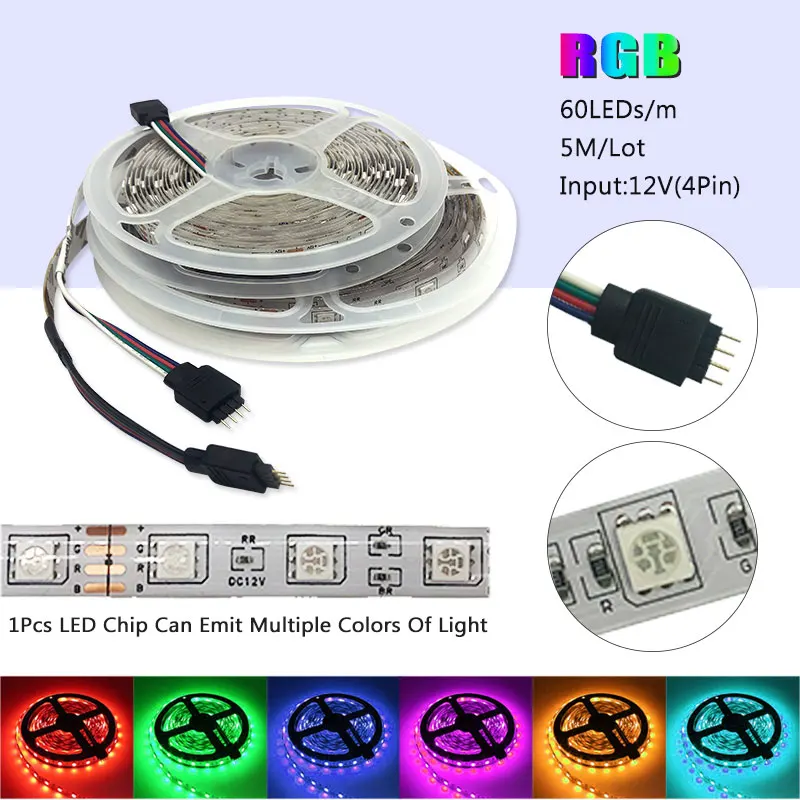 Светодиодная лента 5050 DC12V 60 светодиодов/м светильник RGB RGBW 300 светодиодов 5 м/лот|kit