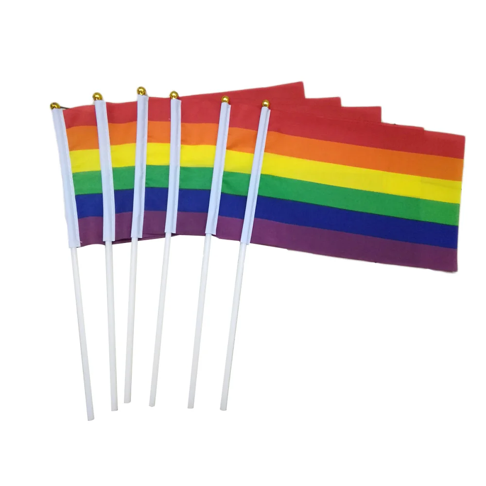 

50 PCS Small Rainbow Pride Gay Stick Flag HandHeld Mini Flag Party Decorations Supplies For Parades Rainbow Festival (14 x