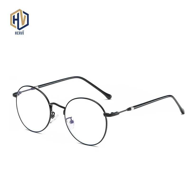 Модные оптические очки оправа металлические круглые прозрачные линзы черные