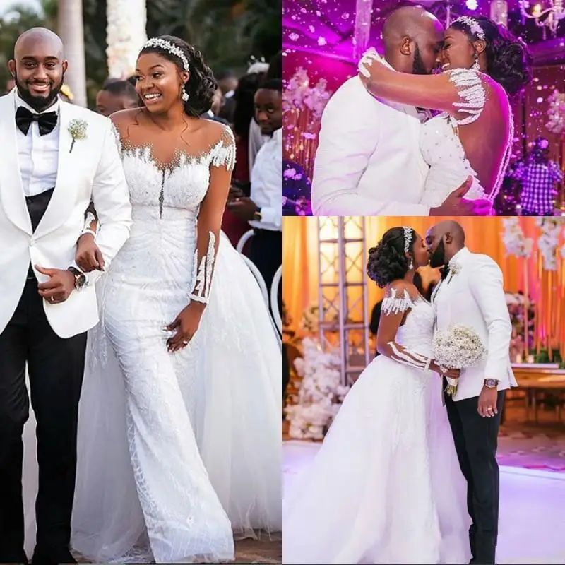 

Платье свадебное со съемным шлейфом и открытыми плечами