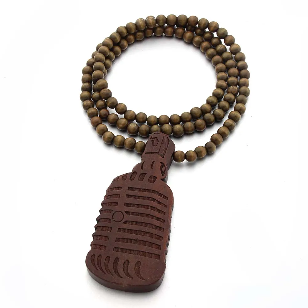 Большая распродажа! Кулон «микрофон» хорошее дерево хип-хоп танцор Повседневная NYC Мужская ожерелье на каждый день 5 цветов Комплексная Jasw110