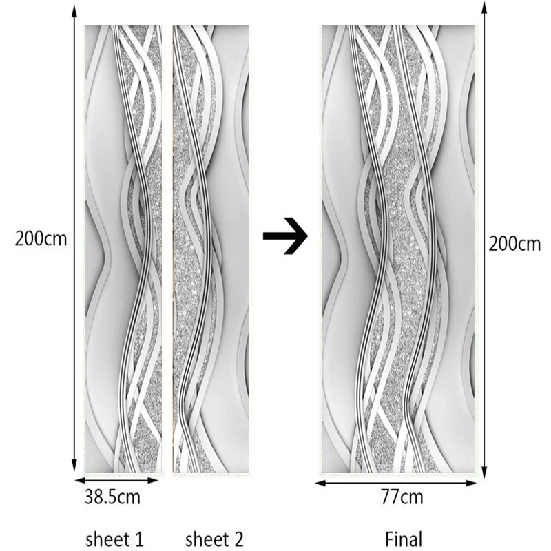 

Pvc Door Sticker Modern 3D Abstract Silver Line Pearl Wallpaper Living Room Art Door Poster Self-Adhesive Mural Stickers