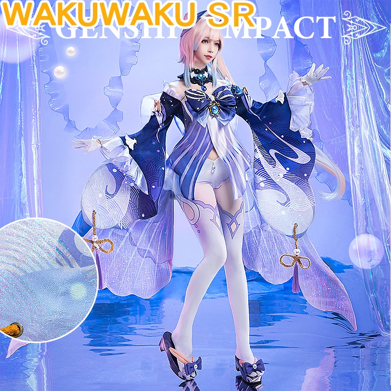 

В наличии, косплей-костюм WakuWaku-SR Miaowuxiaopu Game Genshin Impact, костюм для косплея Kokomi Sangonomiya, милый костюм для косплея Kokomi