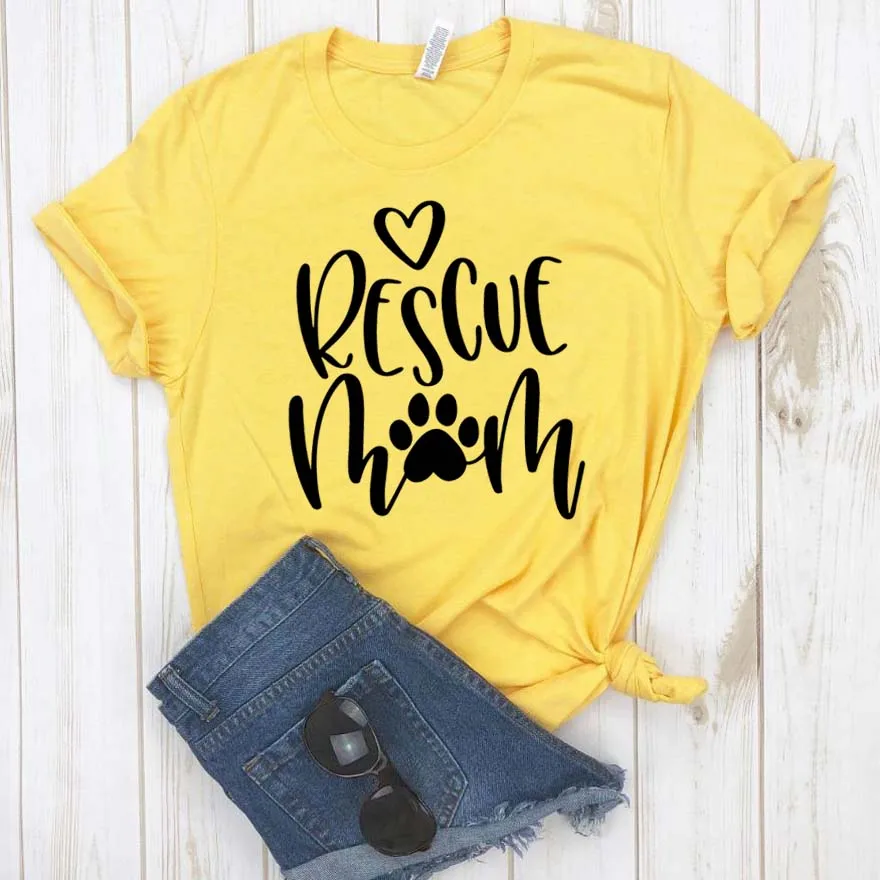 Rescue Mom dog cat paw Print Women tshirt Cotton Casual Funny t shirt For Lady Girl Top Tee Hipster Drop Ship NA-345 | Женская одежда