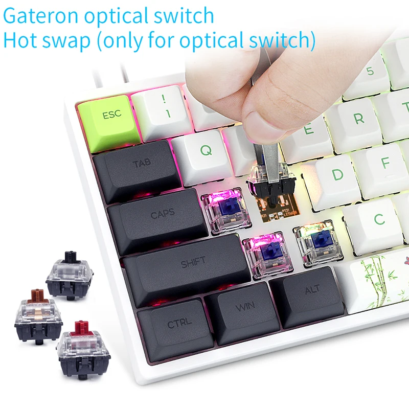 SKYLOONG SK61s/GK61 Panda Wireless Keyboard USB/Bluetooth Keycaps Gaming Accessories Gateron Optical Switches RGB Backlit Type-C