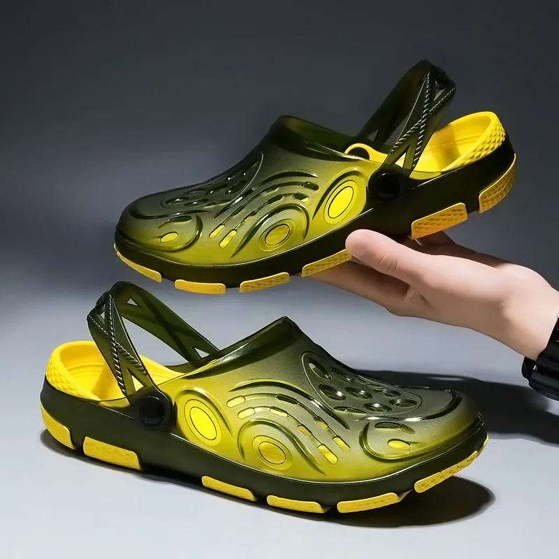 

Men New Summer Men Outdoor Sandals Beach Shoes Men Lightweight Jelly Tide Shoes Walking Shoes Breathable All-match Men Shoes