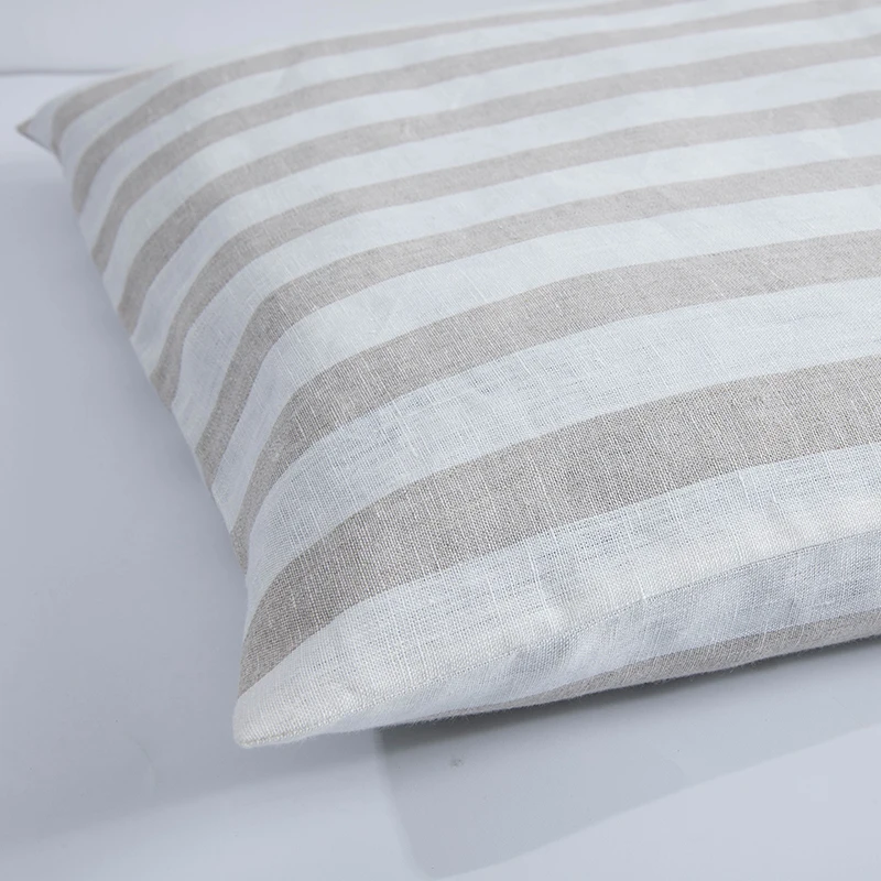 Подушка Чехол конверт полосатая льняная наволочка бактериальных стойкая