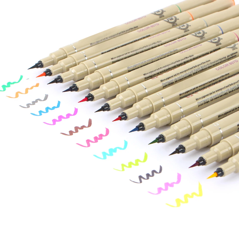 12 цветов мягкая кисть ручка эскиз рандомная для рисования мелкая линия Мягкие