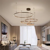 minimalist modern led pendant lights for living dining room circle rings acrylic aluminum body led ceiling lamp fixtures