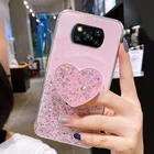 Чехол Funda Poco X3 NFC Pro, роскошный блестящий чехол для Xiaomi Poco X 3 F3 M3 M4 F2 Pro X3Pro, чехол-подставка для телефона с держателем в виде сердца