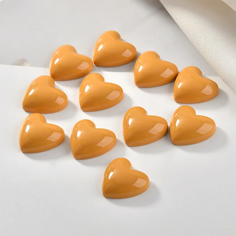 10pcs 17 18mm retro solid color heart shaped resin earring pendant accessories diy mobile phone case making accessories free global shipping