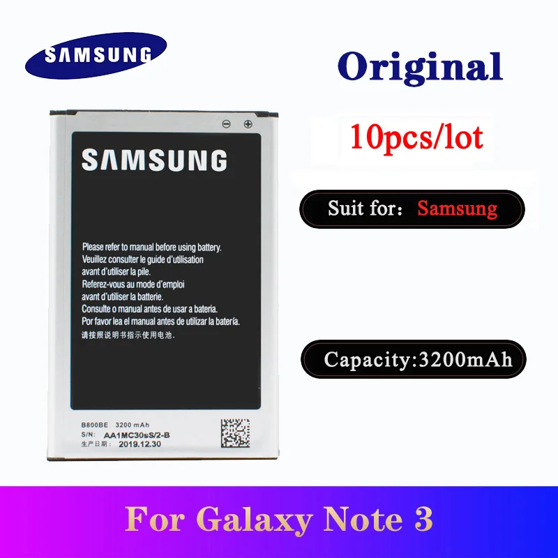 

10pcs/lot Original Battery For Samsung Galaxy Note 3 N900 N9006 N9005 N9000 N900A N900T N900P Phone Batteria B800BE 3200mAh