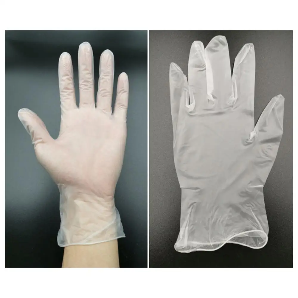

IN STOCK 100pcs Disposable Gloves Transparent Plastic Food Prep Safe Gloves for Cooking Kitchen BBQ Cleaning