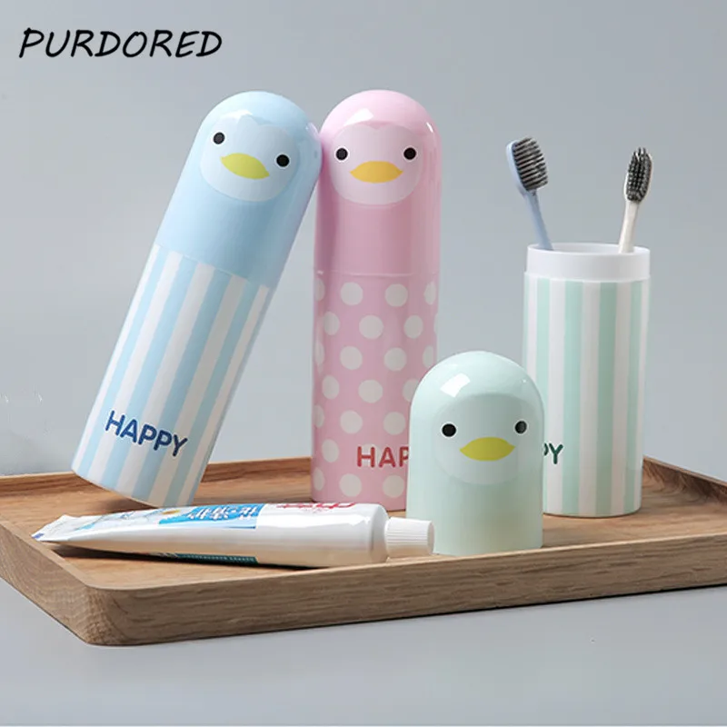 PURDORED, 1 шт., портативная Милая зубная щетка с пингвином, коробка, держатель, органайзер, чехол для хранения, чехол для зубной пасты, коробка для хранения, аксессуары для путешествий