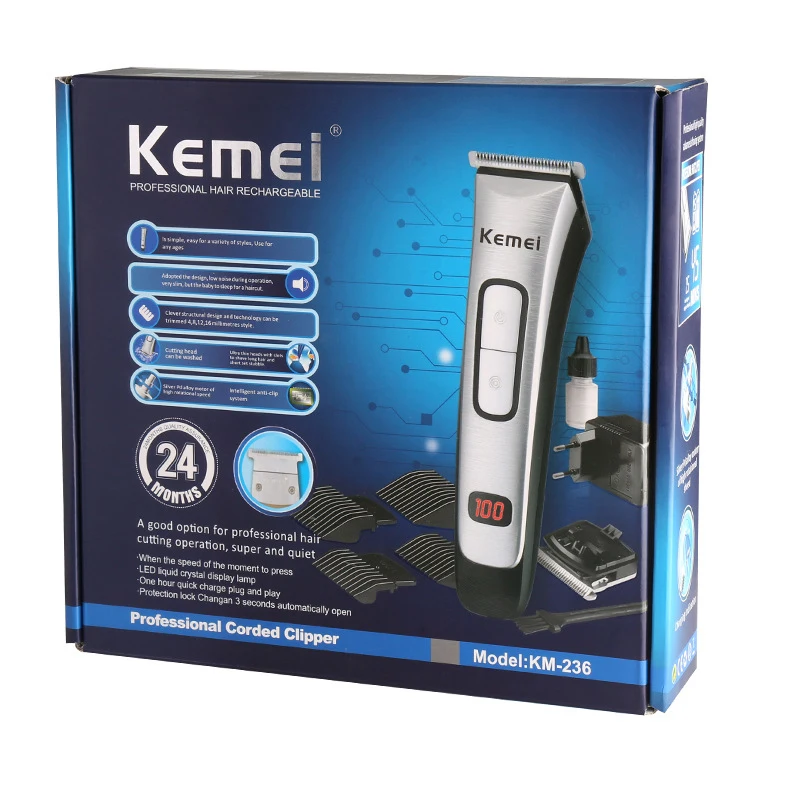 Kemei перезаряжаемая машинка для стрижки волос профессиональная триммер мужчин