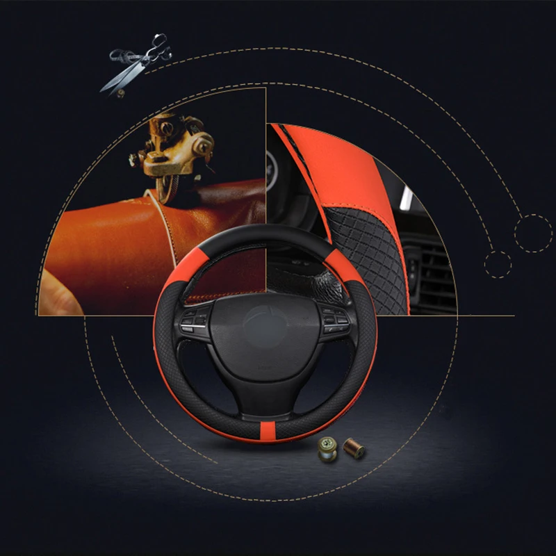 

New Style Steering Sheel Cover Four Seasons Universal Embossed Grip Cover Breathable Steering Wheel non-slip Cover Auto Interior