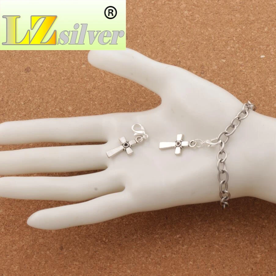 Christian Cross Dots Charms Lobster Claw Clasp Charm Beads 11.6x35.3mm 100pcs Zinc Alloy Jewelry DIY C512