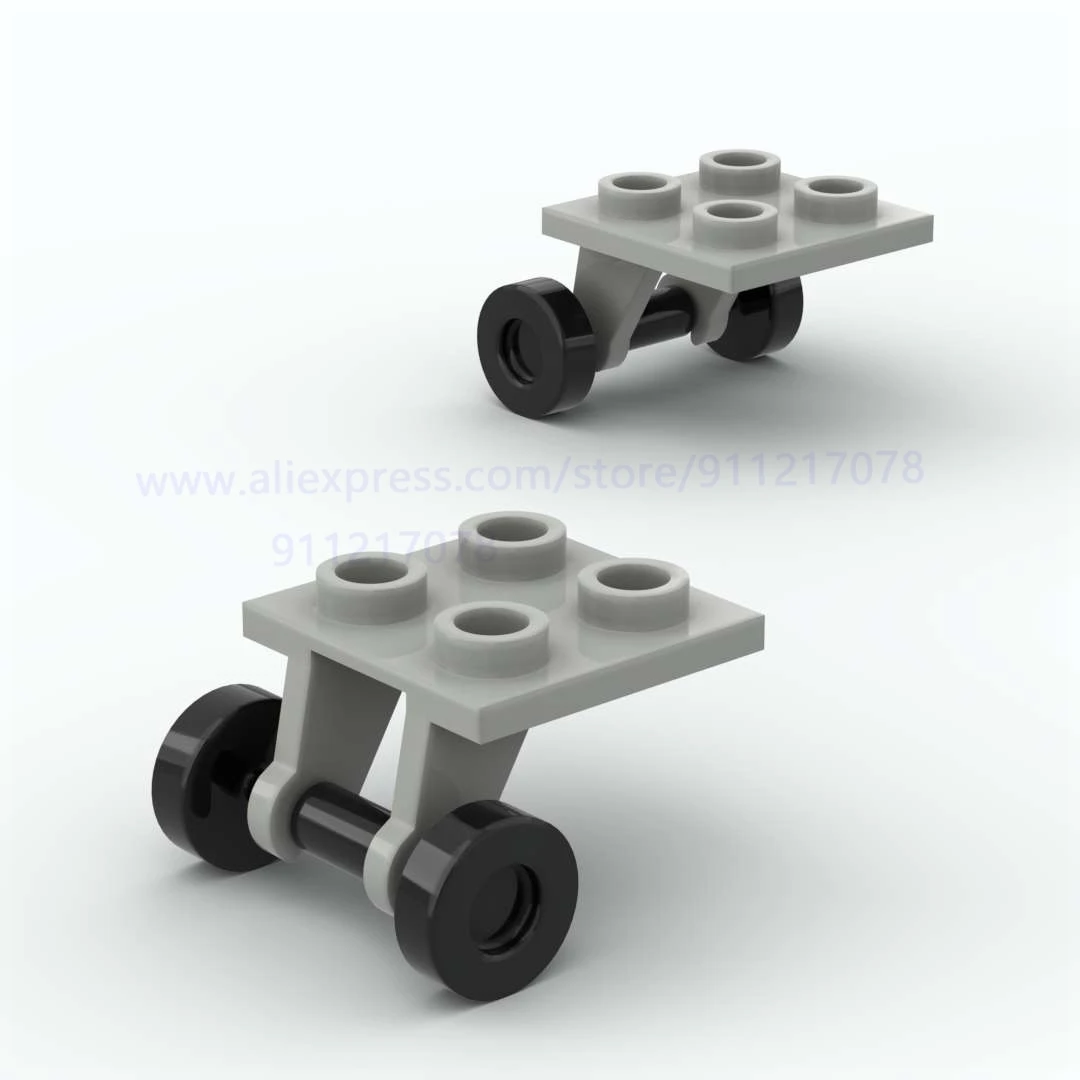 

10pcs Building Block diy Toys 2X2 plate wheel fork with Little Twin Wheel Assembles Particles Educational Creatives Toys
