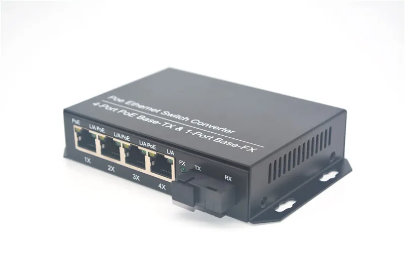Гигабитный Poe Ethernet коммутатор конвертер 4-портовый PoE Base-Tx и 1-портовый Base-Fx