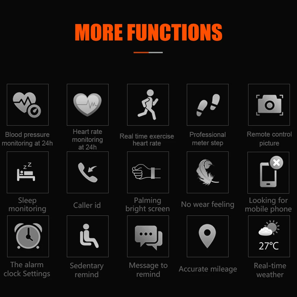 2020 Smart Wristband Fitness Bracelet Blood Pressure Measurement Heart Rate Waterproof Pedometer Band Watch |