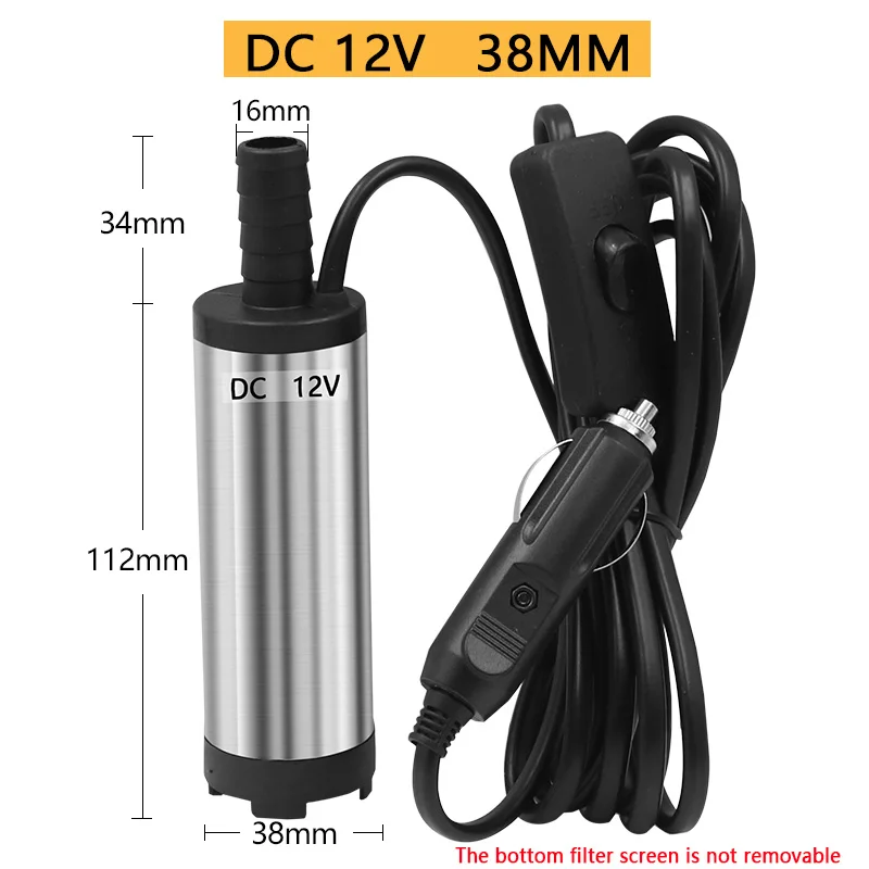 

12V DC 38mm Electric Diesel Fuel Water Oil Car Camping Fishing Submersible Transfer Pump Tools