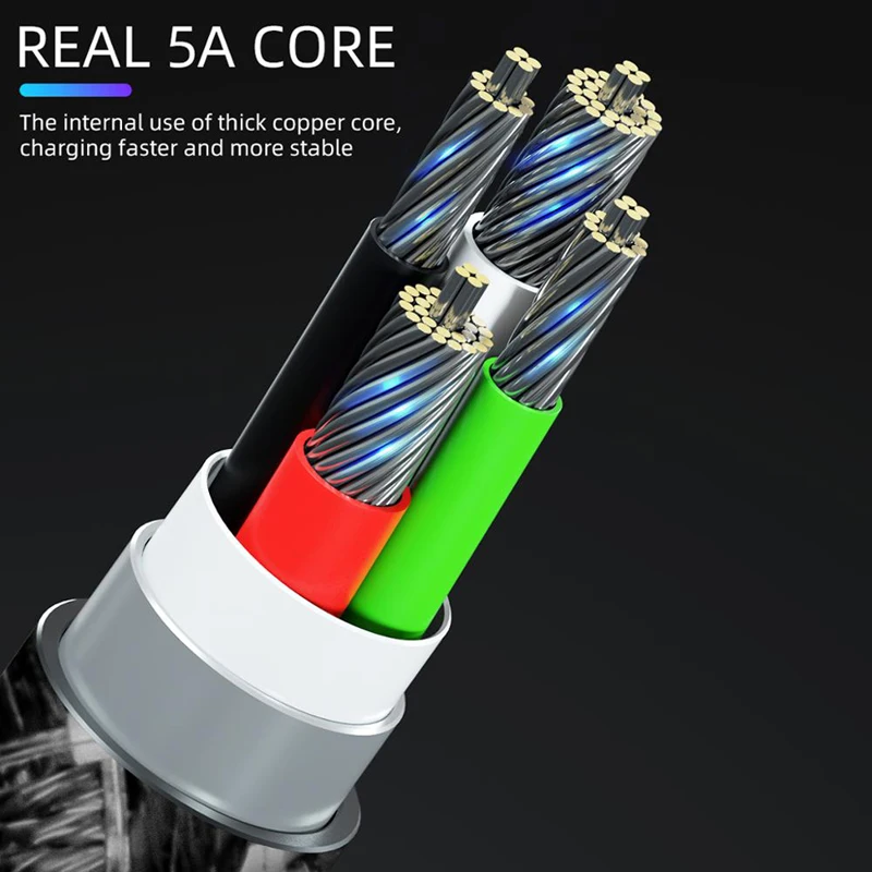 Кабель USB Type-C 5A для Huawei P50 P40 Lite Honor 10 Pro 3 1