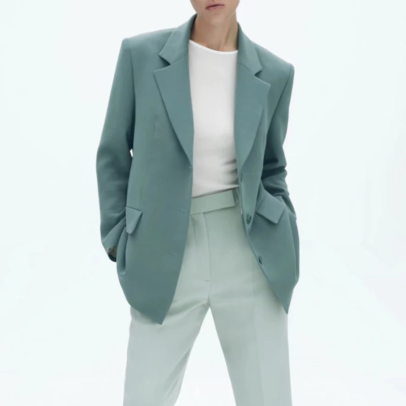 

Пиджак, новинка 2021, модный офисный женский костюм, куртка, осенняя модная уличная теплая Молодежная прямая свободная повседневная куртка дл...