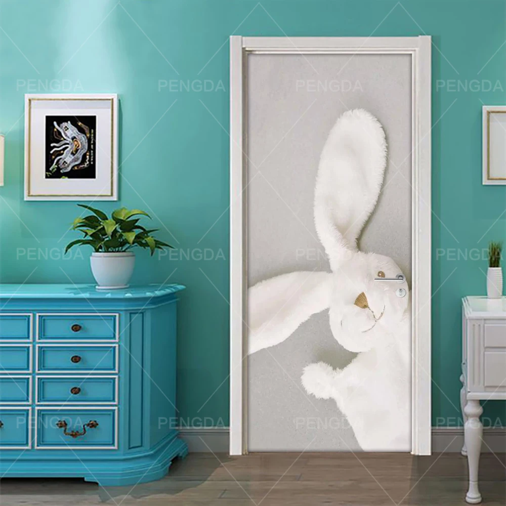 Наклейка плакат 3D креативный кролик милая кукла Домашнее украшение дверные