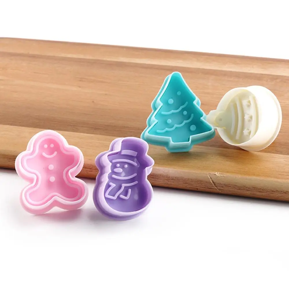 4pcs christmas mold Форма для пончиков, десертов, печенья, сделай сам, форма для пончиков, 3D, ручной работы, для кексов, желе, печенья, мини, для кексов, для приготовления кексов, кухонный инструмент для выпечки - Цвет: 4pcs christmas mold