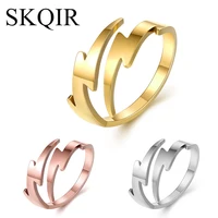 new design simple lightning rings for women rose gold color steel femme 2019 fulmination ring men minimalist jewelry party gift