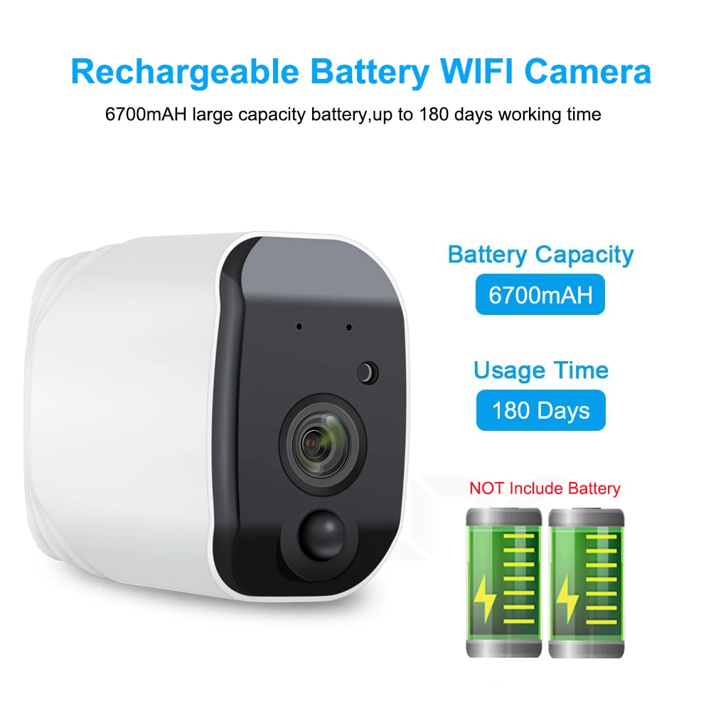1080P Wi-Fi камера с питанием от батареи 2.0MP HD уличная Беспроводная ip-камера безопасности наблюдения Всепогодная PIR сигнализация запись аудио