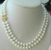 classic double strand 9 10mm south ses white pearl necklaces 18 20 inch