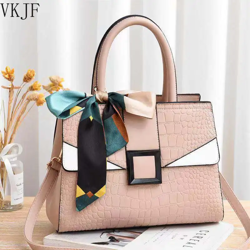 

Bag Women 2021 New Crocodile Pattern Luxury Ladies Handbag Fashion Large Capacity Silk Scarf One-shoulder Diagonal Bag Women