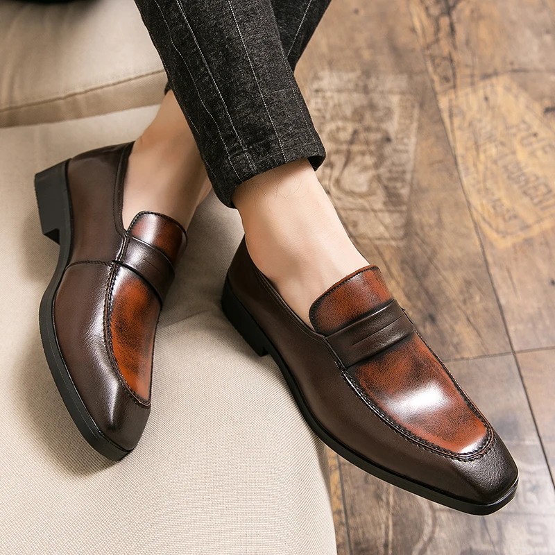 

Туфли мужские классические с острым носком, винтажные деловые, кожаные оксфорды, без застежки, для свадьбы/Вечеринки